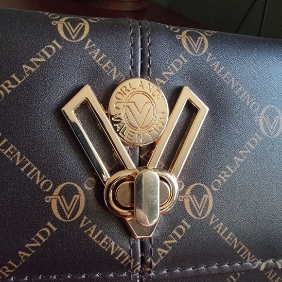 NWT Valentino Orlandi Brown Gold Vegan Leather Crossbody Bag Purse - Picture 8 of 15